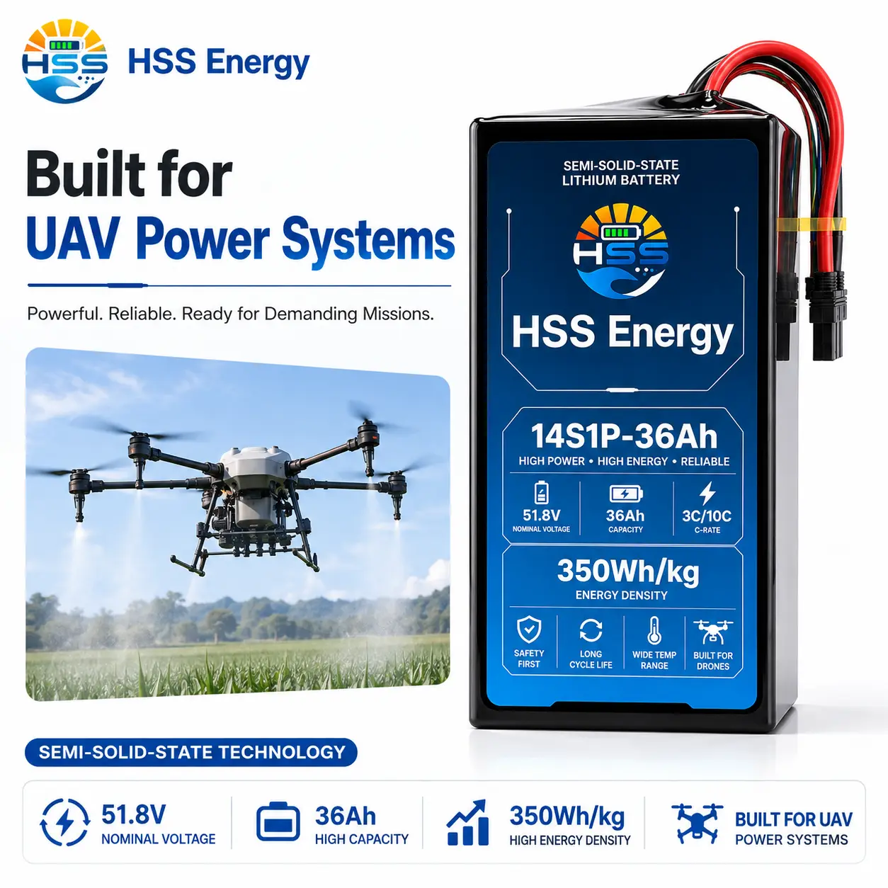 14S 36000mAh UAV Battery